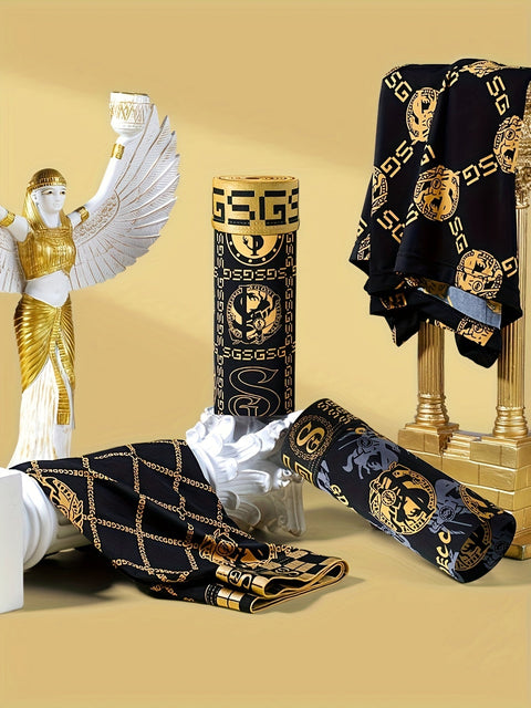 4er-Set Geschenkbox – Luxuriöse Schwarze & Goldene Herren-Boxershorts