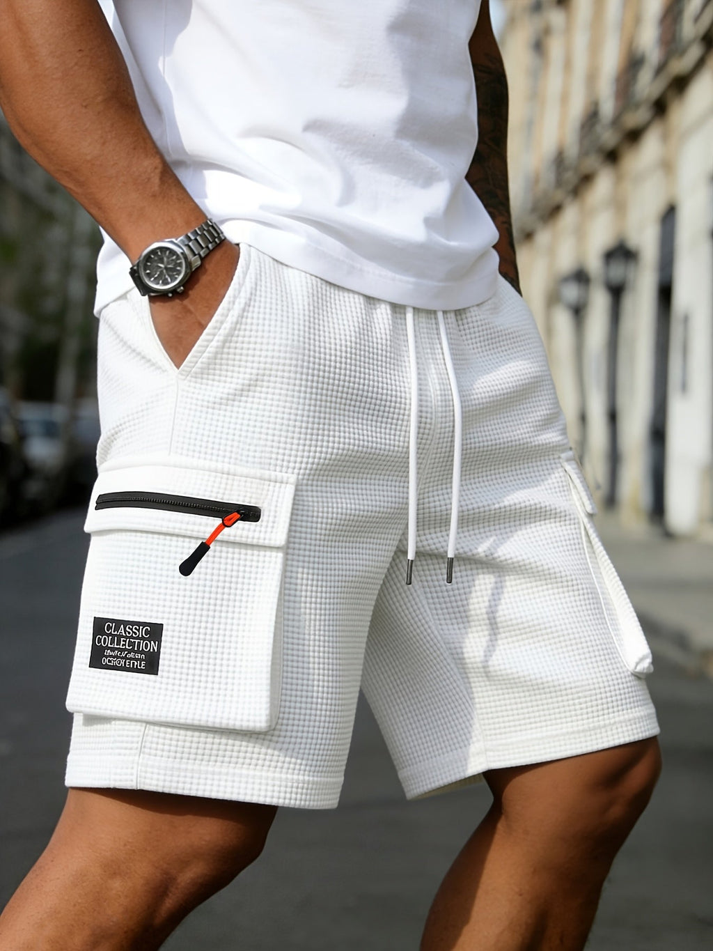 Herren Cargo-Shorts aus Waffelgewebe - Leicht & atmungsaktiv