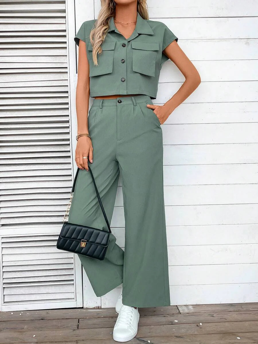 Mirelle – Lässiges Sommer-Set aus Crop-Top & Langhose