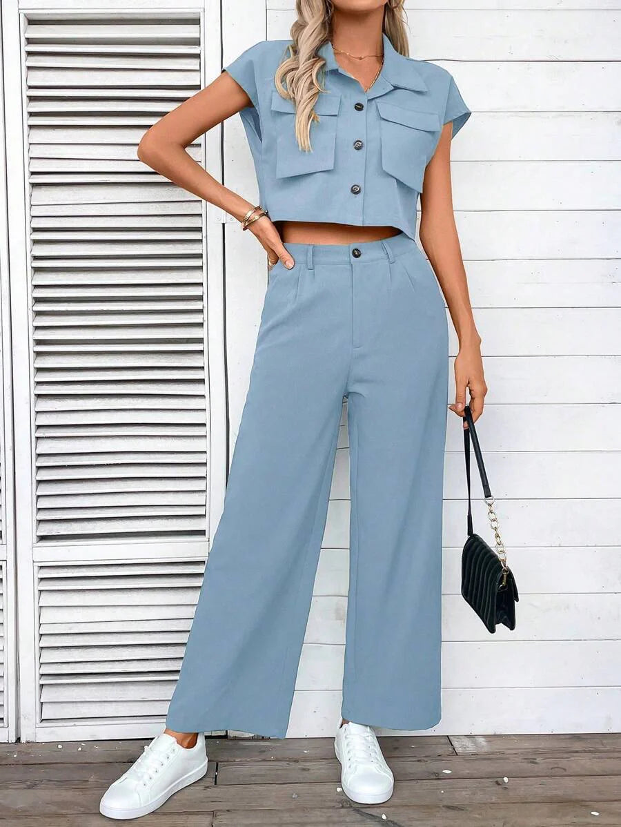 Mirelle – Lässiges Sommer-Set aus Crop-Top & Langhose