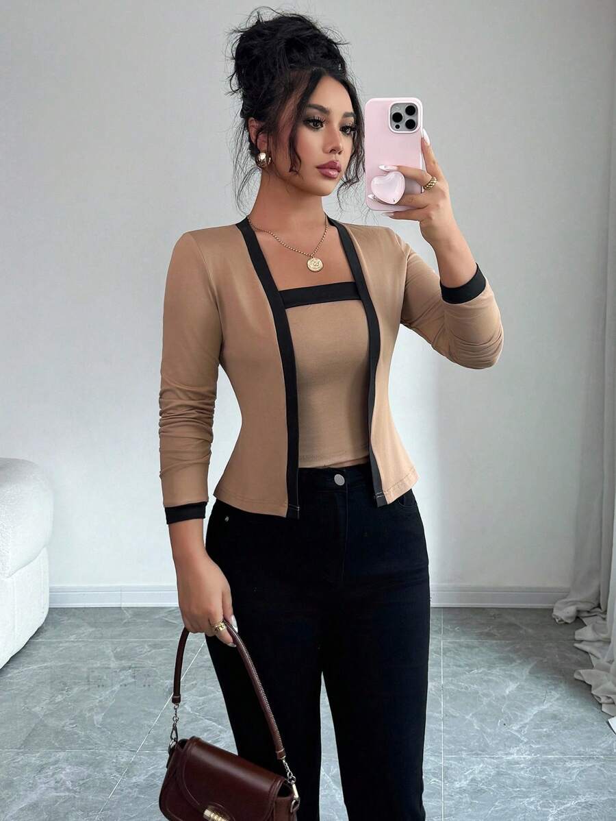 Selmira – Elegantes 2-in-1 Top-Set mit Kontrastdetails
