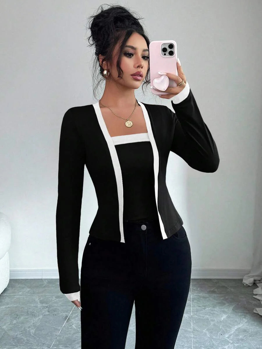 Selmira – Elegantes 2-in-1 Top-Set mit Kontrastdetails