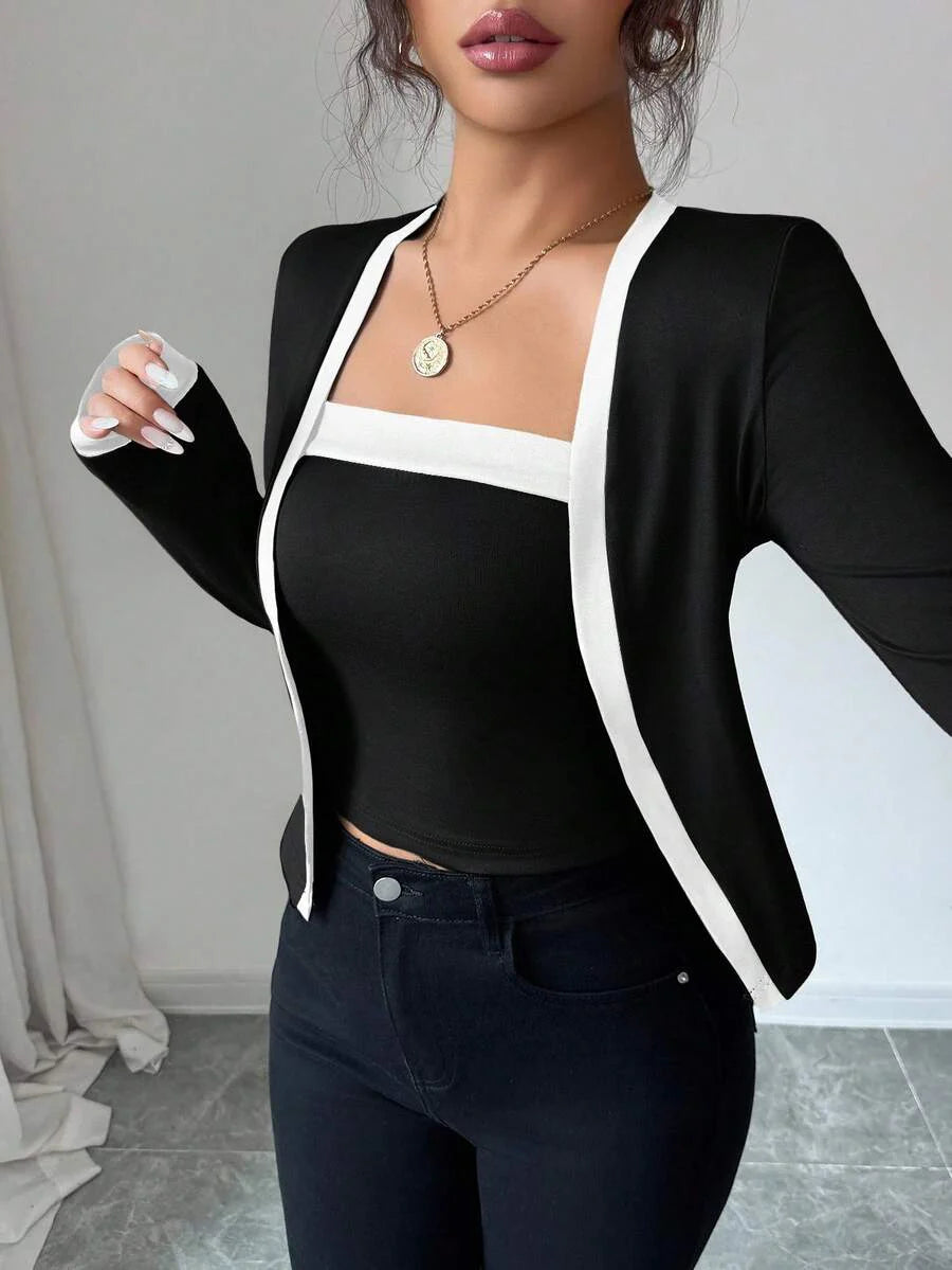 Selmira – Elegantes 2-in-1 Top-Set mit Kontrastdetails