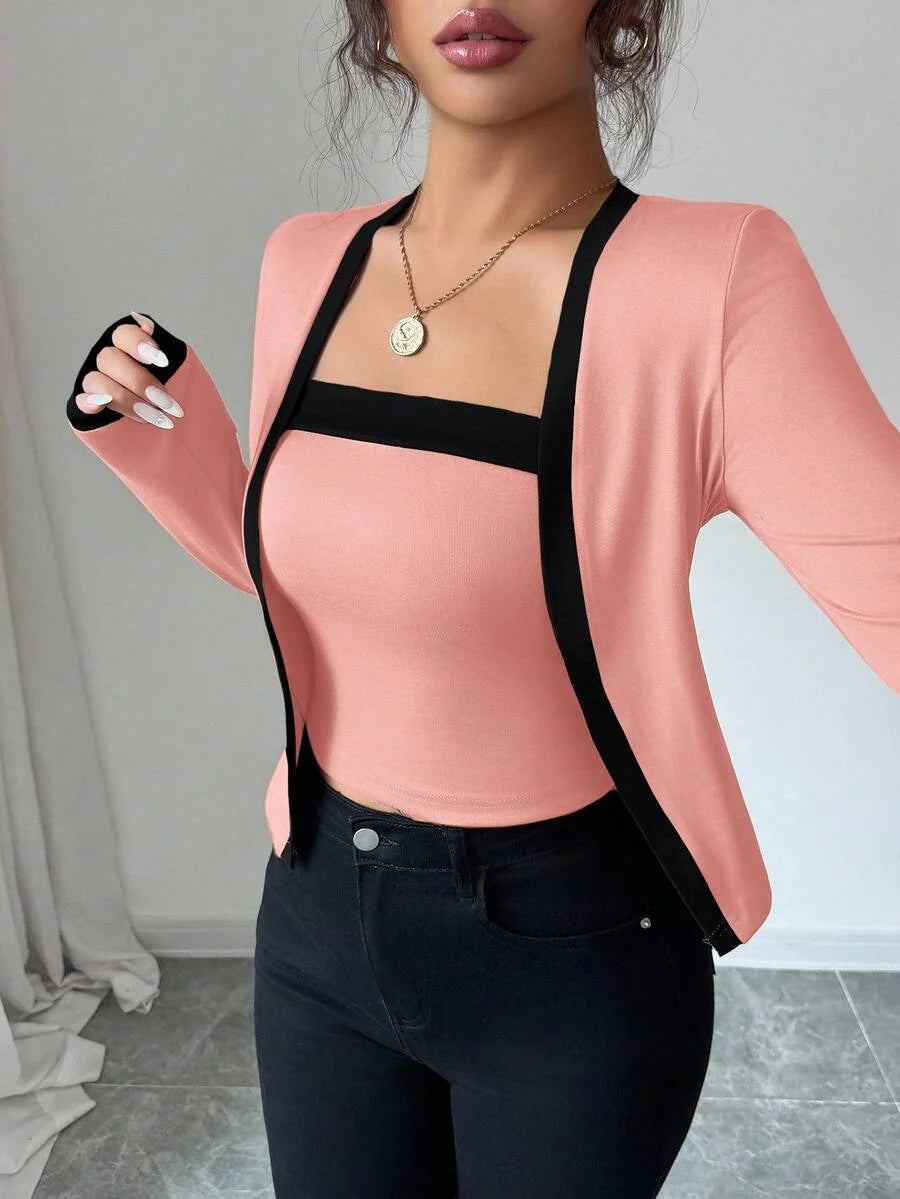 Selmira – Elegantes 2-in-1 Top-Set mit Kontrastdetails