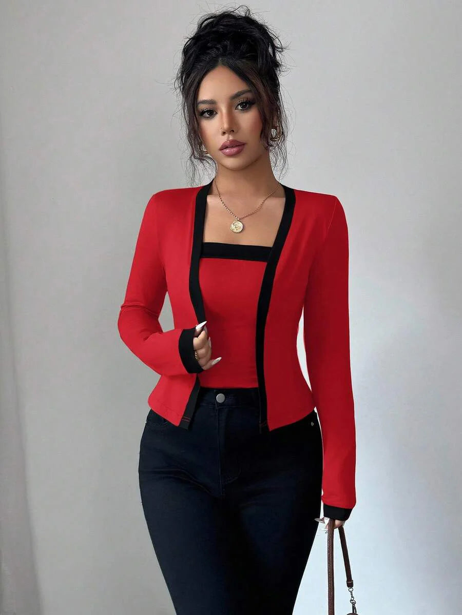 Selmira – Elegantes 2-in-1 Top-Set mit Kontrastdetails