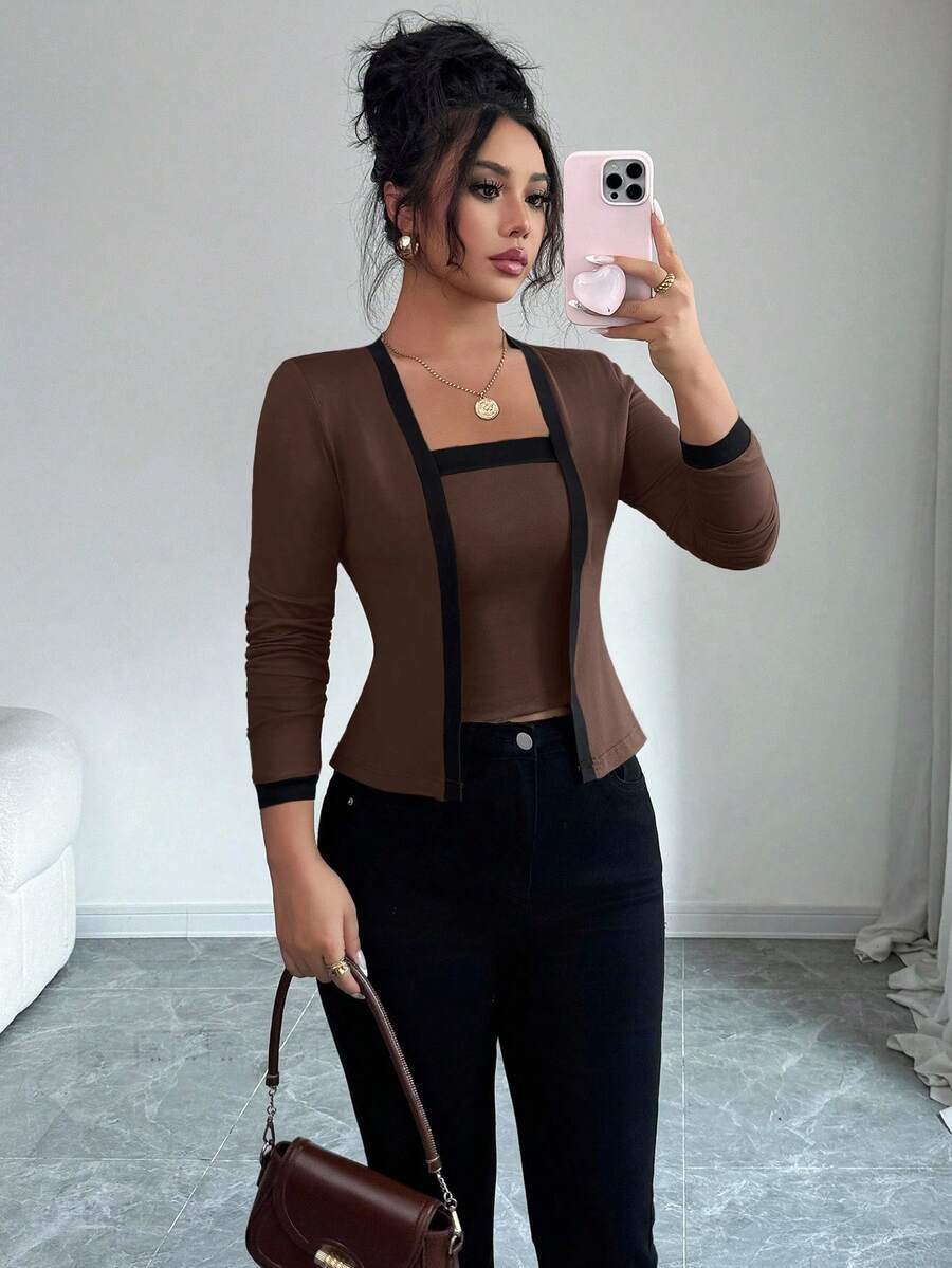 Selmira – Elegantes 2-in-1 Top-Set mit Kontrastdetails