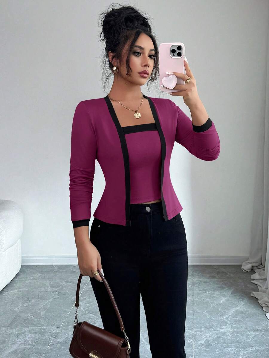 Selmira – Elegantes 2-in-1 Top-Set mit Kontrastdetails