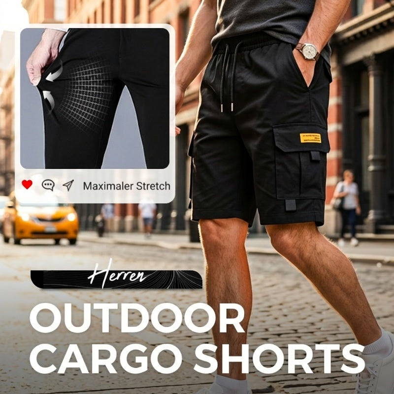 Herren Cargo-Shorts mit Kordelzug – Praktische Multifunktionstaschen & Lockere Passform