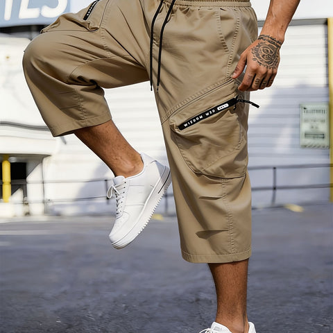 Herren Sommer Freizeitshorts - 7/8 Hosen mit Cargo-Taschen & Reißverschluss