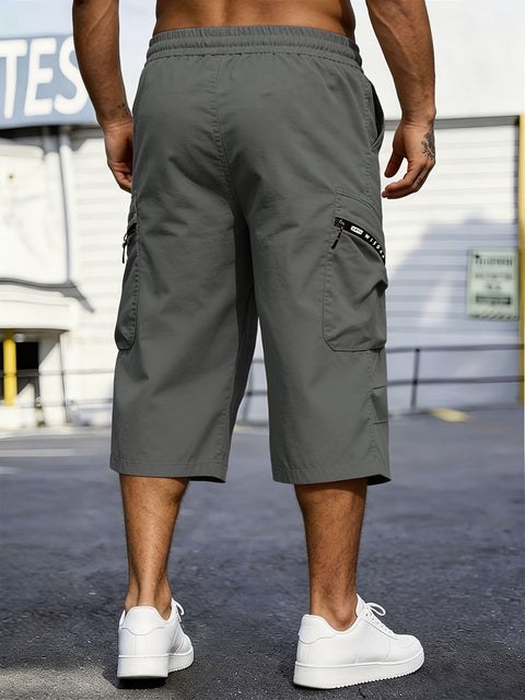 Herren Sommer Freizeitshorts - 7/8 Hosen mit Cargo-Taschen & Reißverschluss