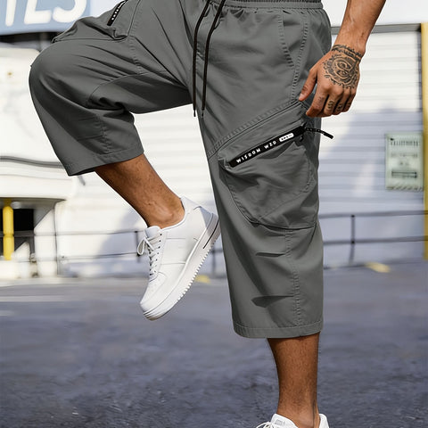Herren Sommer Freizeitshorts - 7/8 Hosen mit Cargo-Taschen & Reißverschluss