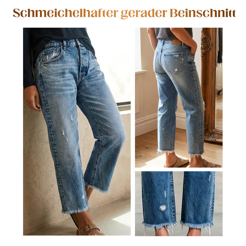 Damen-Retro-Cropped-Straight-Leg-Jeans👖