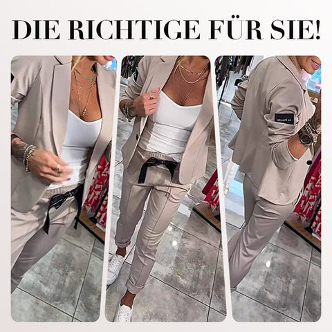 Lässiger, einfarbiger zweiteiliger Anzug für Damen
