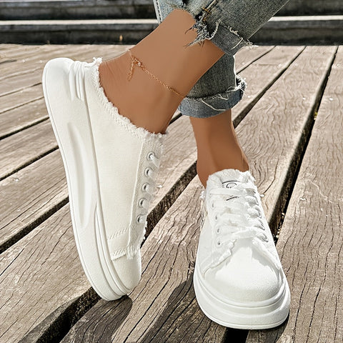 Damen Sportliche Freizeitschuhe, Schnür-Sneakers mit dicker Sohle
