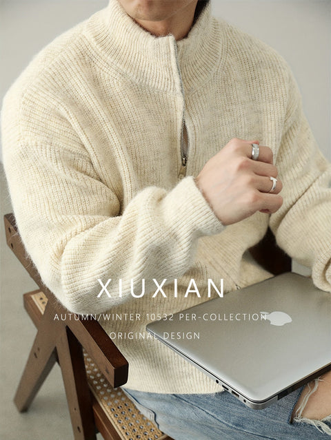 CozyKnit™ – Herren Oversize-Strick-Cardigan mit Reißverschluss