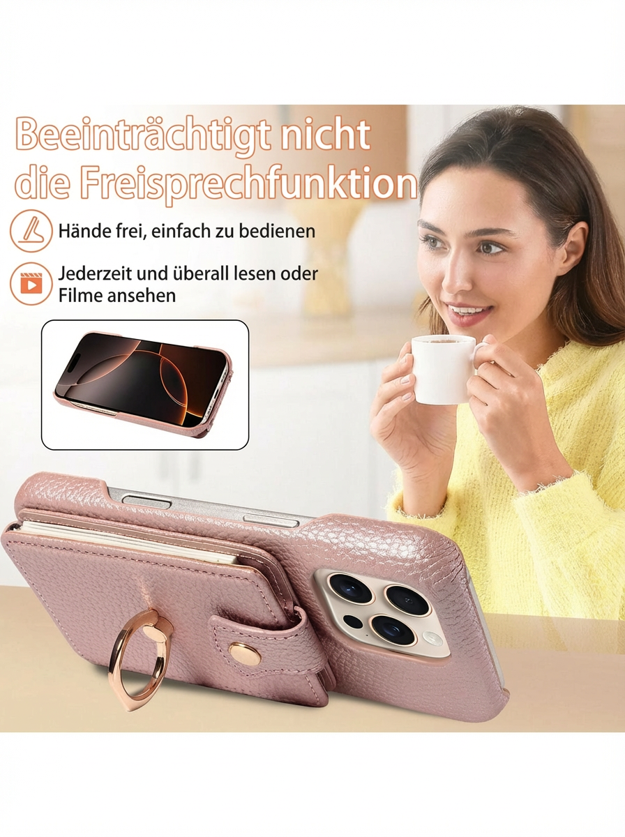 LuxeCarry – Edle Smartphone-Hülle mit Kartenfach, Ringhalter & Tragegurt