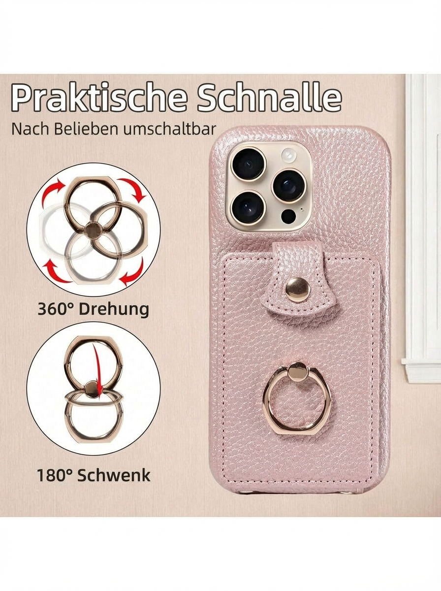 LuxeCarry – Edle Smartphone-Hülle mit Kartenfach, Ringhalter & Tragegurt