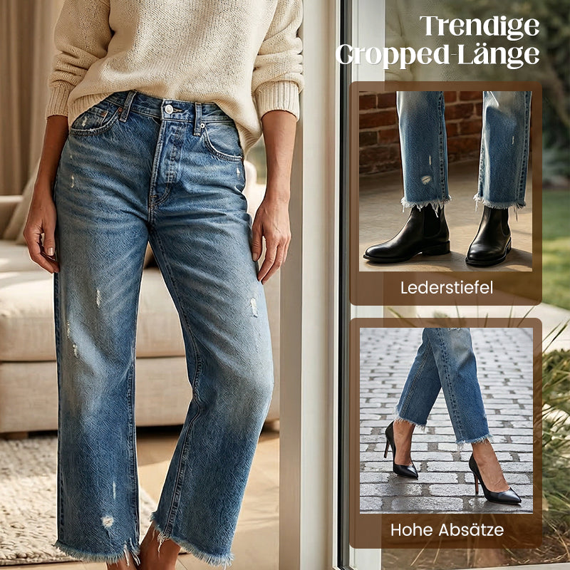 Damen-Retro-Cropped-Straight-Leg-Jeans👖