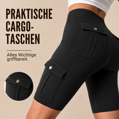 Hoch taillierte Damen-Sport-Cargo-Shorts mit praktischen Taschen