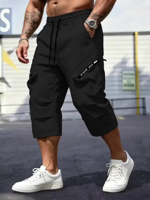 Herren Sommer Freizeitshorts - 7/8 Hosen mit Cargo-Taschen & Reißverschluss