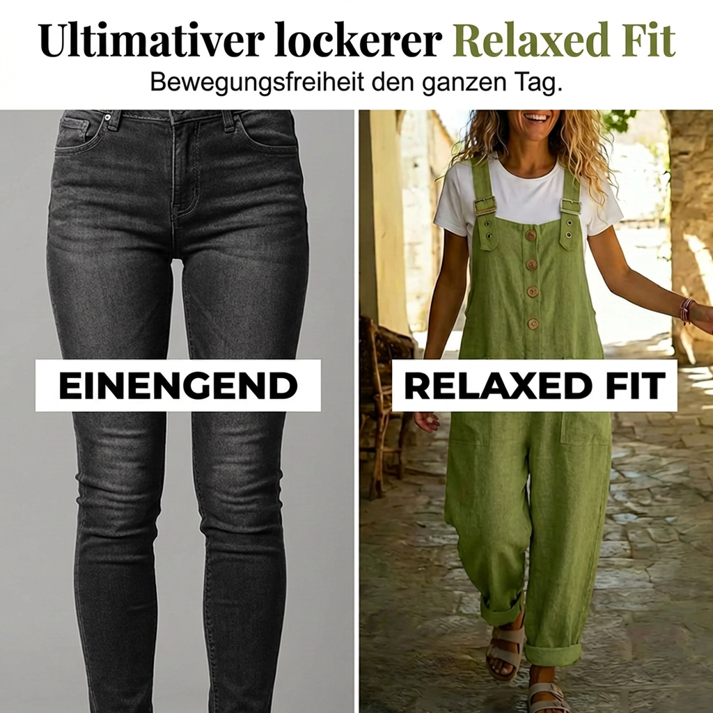 Lässige Latzhose für Damen mit lockerer Passform und Knopfleiste
