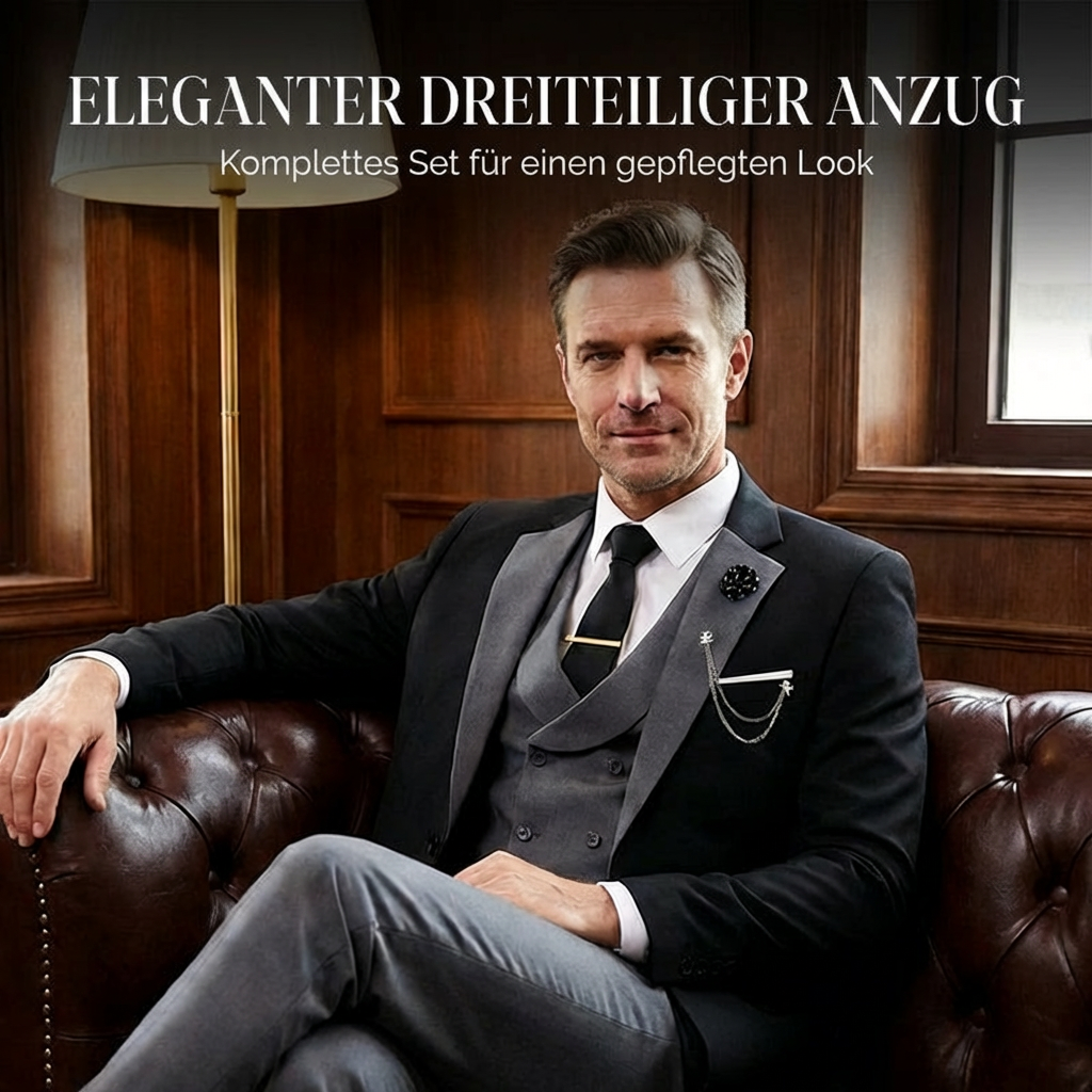 3-teiliger Herren-Anzug – Slim-Fit & Elegant – Für Hochzeit, Business & Events