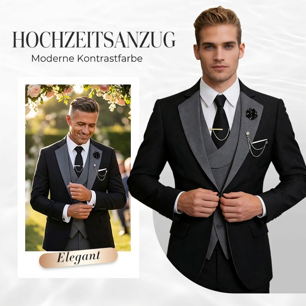 3-teiliger Herren-Anzug – Slim-Fit & Elegant – Für Hochzeit, Business & Events