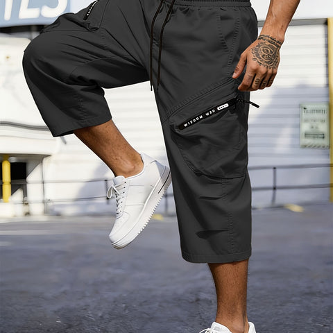 Herren Sommer Freizeitshorts - 7/8 Hosen mit Cargo-Taschen & Reißverschluss