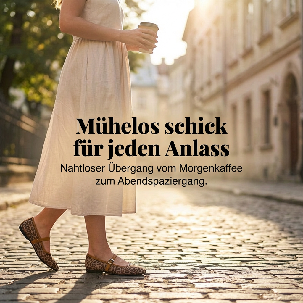 Damen-Ballerinas aus Mesh mit Leopardenmuster