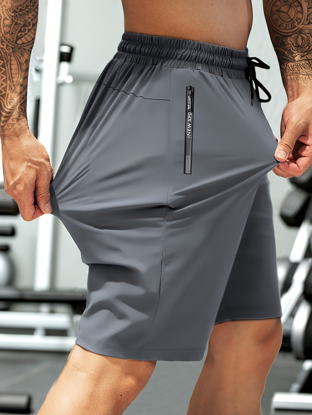 Sommer-Stretcht-Shorts für Herren mit hoher Elastizität, Kordelzug und Reißverschlusstaschen