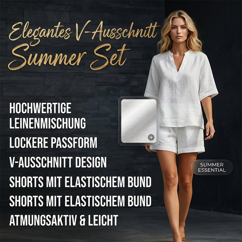 Damen 2-teiliges Sommer-Set mit V-Ausschnitt – weich, leicht & komfortabel