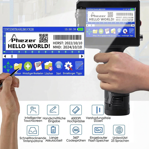 PrintMark Pro™ – Mobiler Premium-Codierer für Etiketten, QR-Codes & Ablaufdaten