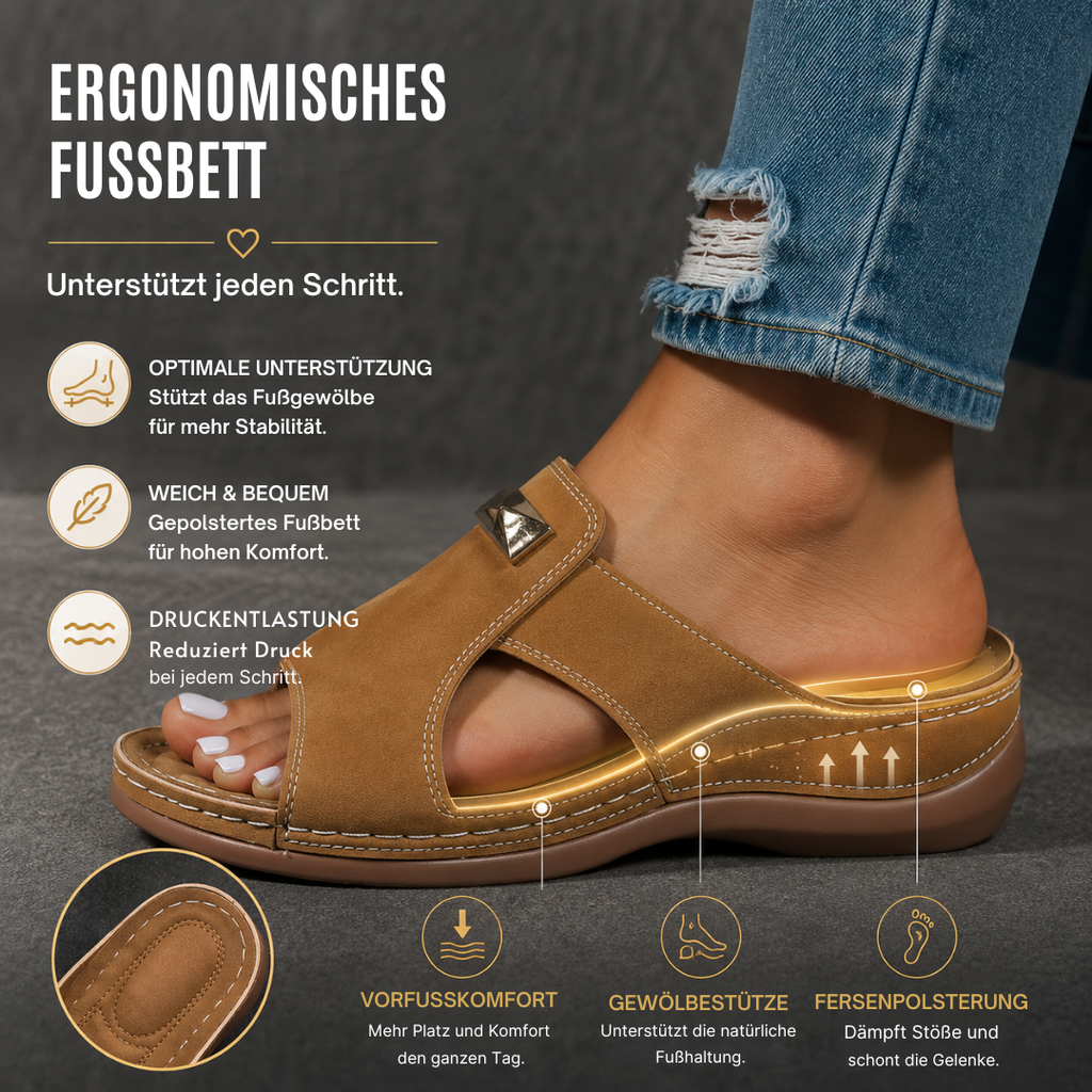Damen Sommer Retro-Sandalen mit Keilabsatz & mattierter Textur