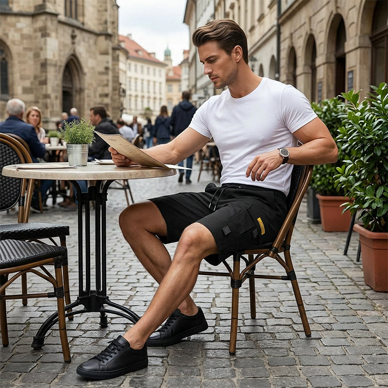 Herren Cargo-Shorts mit Kordelzug – Praktische Multifunktionstaschen & Lockere Passform