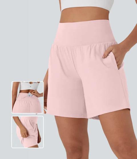 Softlyzero™ Airy - 2-in-1 Yoga-Shorts mit superhohem Bund, mehreren Taschen und Cool-Touch