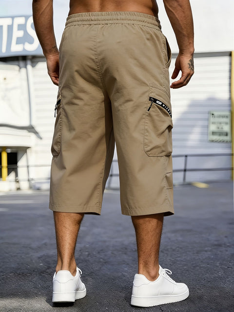 Herren Sommer Freizeitshorts - 7/8 Hosen mit Cargo-Taschen & Reißverschluss