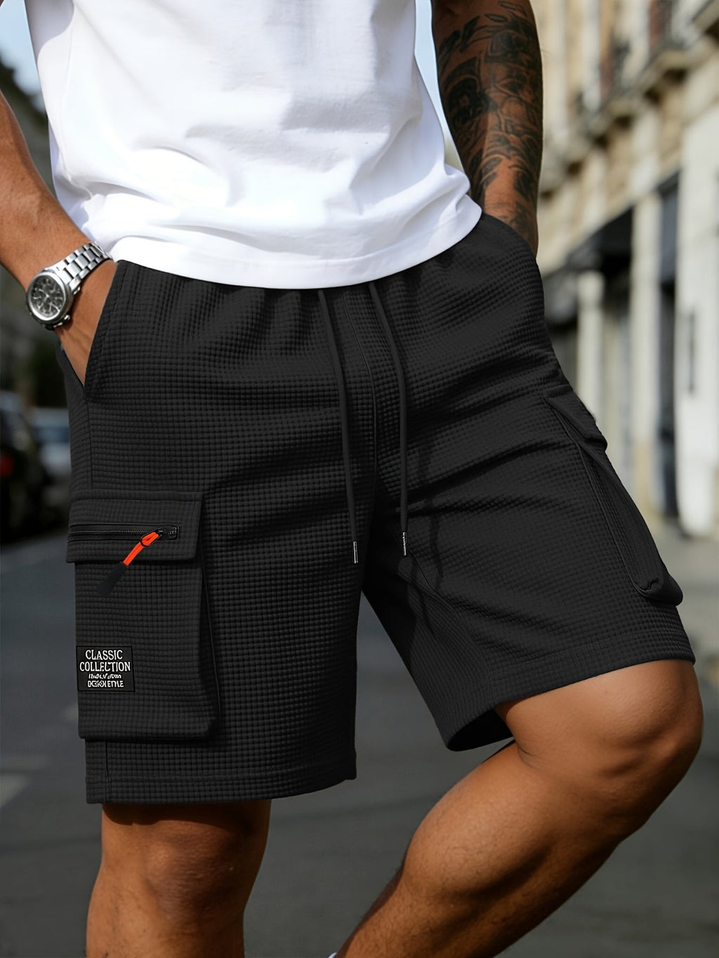 Herren Cargo-Shorts aus Waffelgewebe - Leicht & atmungsaktiv