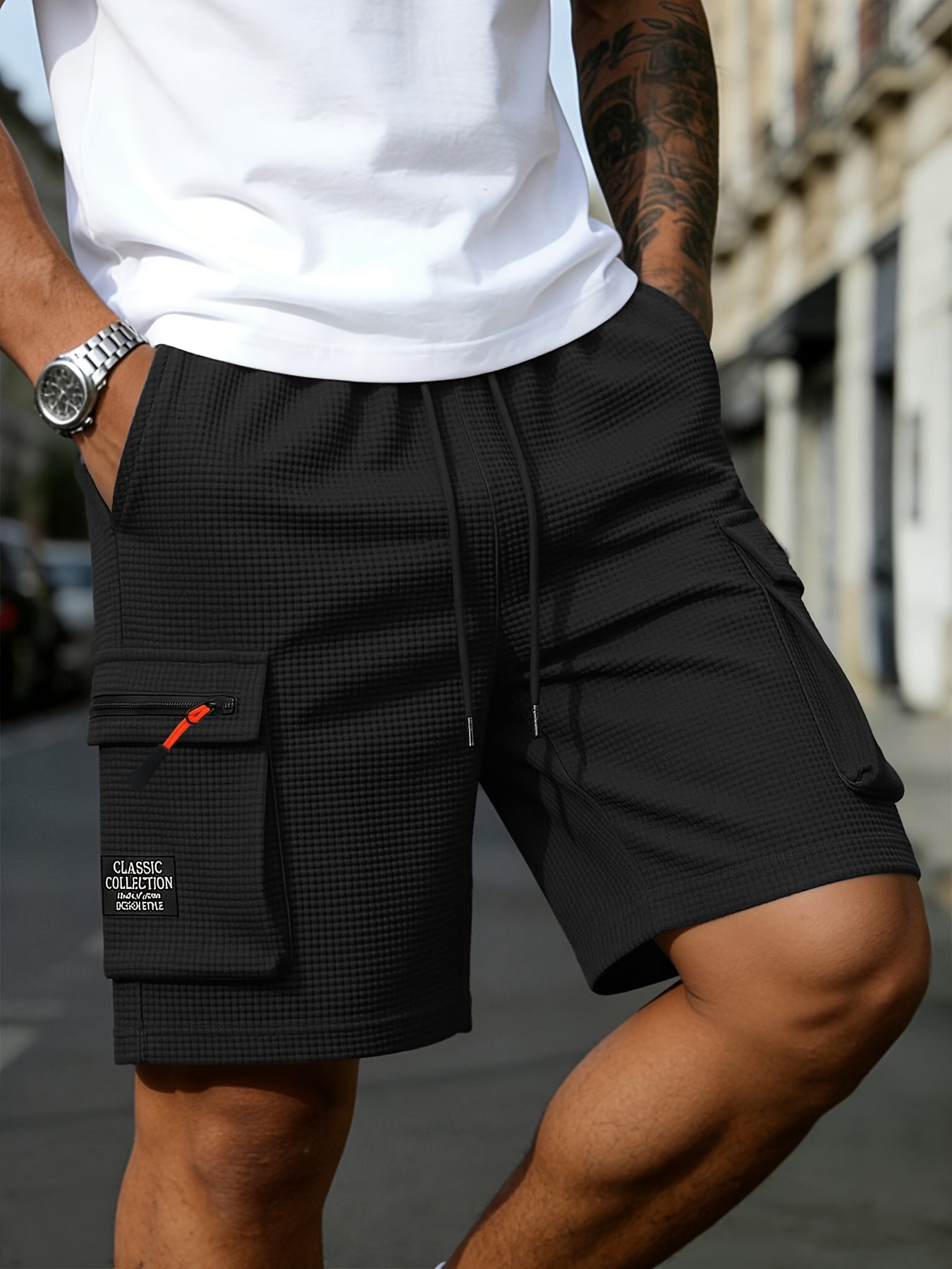 Herren Cargo-Shorts aus Waffelgewebe - Leicht & atmungsaktiv