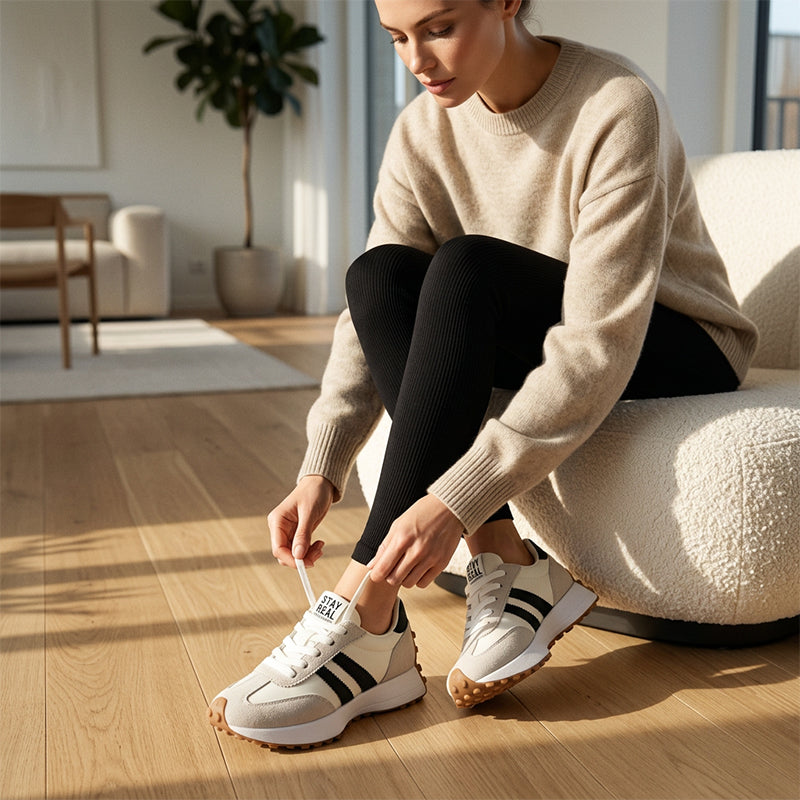 Damen-Freizeitschuhe – Klobige Sneaker Rutschfest & Retro-Design