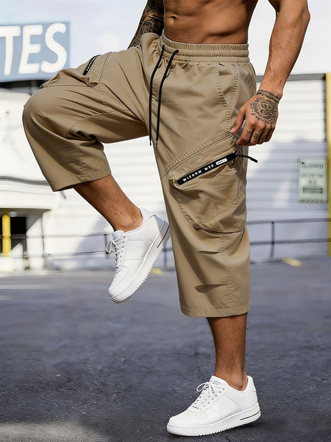 Herren Sommer Freizeitshorts - 7/8 Hosen mit Cargo-Taschen & Reißverschluss