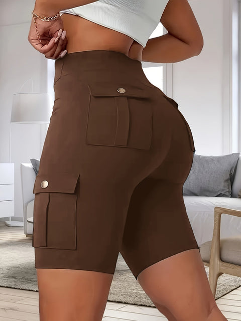 Hoch taillierte Damen-Sport-Cargo-Shorts mit praktischen Taschen