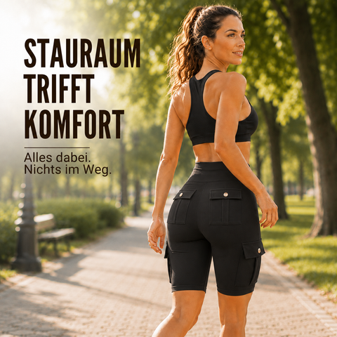 Hoch taillierte Damen-Sport-Cargo-Shorts mit praktischen Taschen