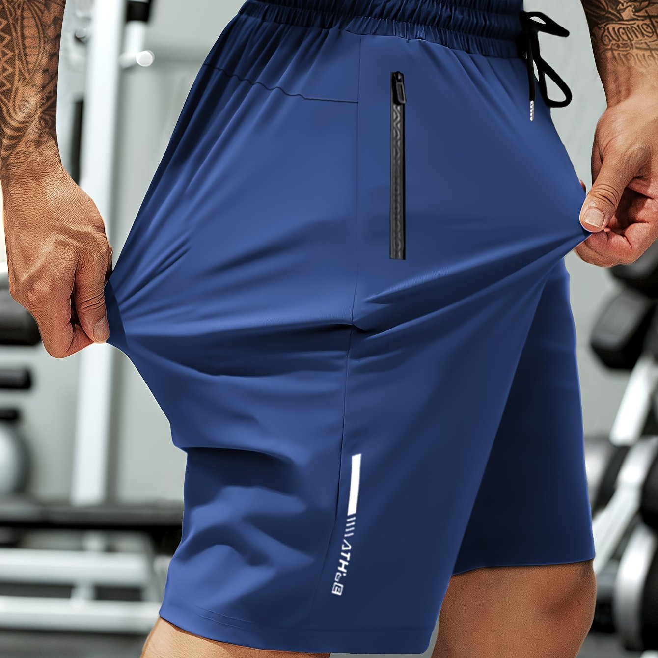 Sommer-Stretcht-Shorts für Herren mit hoher Elastizität, Kordelzug und Reißverschlusstaschen