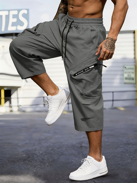 Herren Sommer Freizeitshorts - 7/8 Hosen mit Cargo-Taschen & Reißverschluss