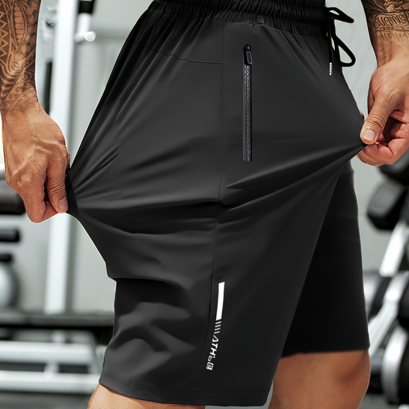 Sommer-Stretcht-Shorts für Herren mit hoher Elastizität, Kordelzug und Reißverschlusstaschen