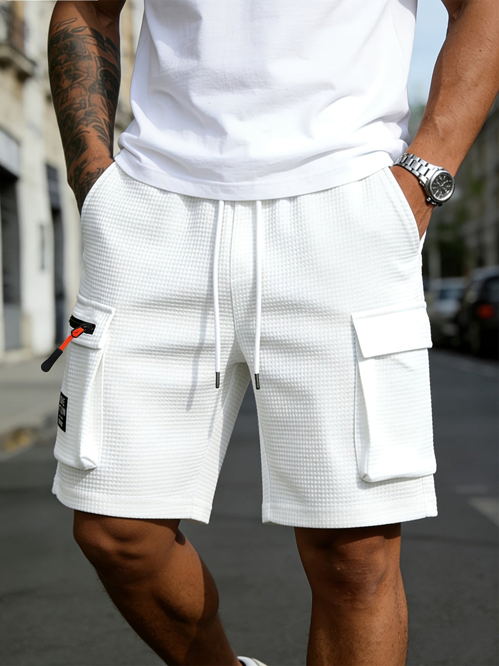 Herren Cargo-Shorts aus Waffelgewebe - Leicht & atmungsaktiv