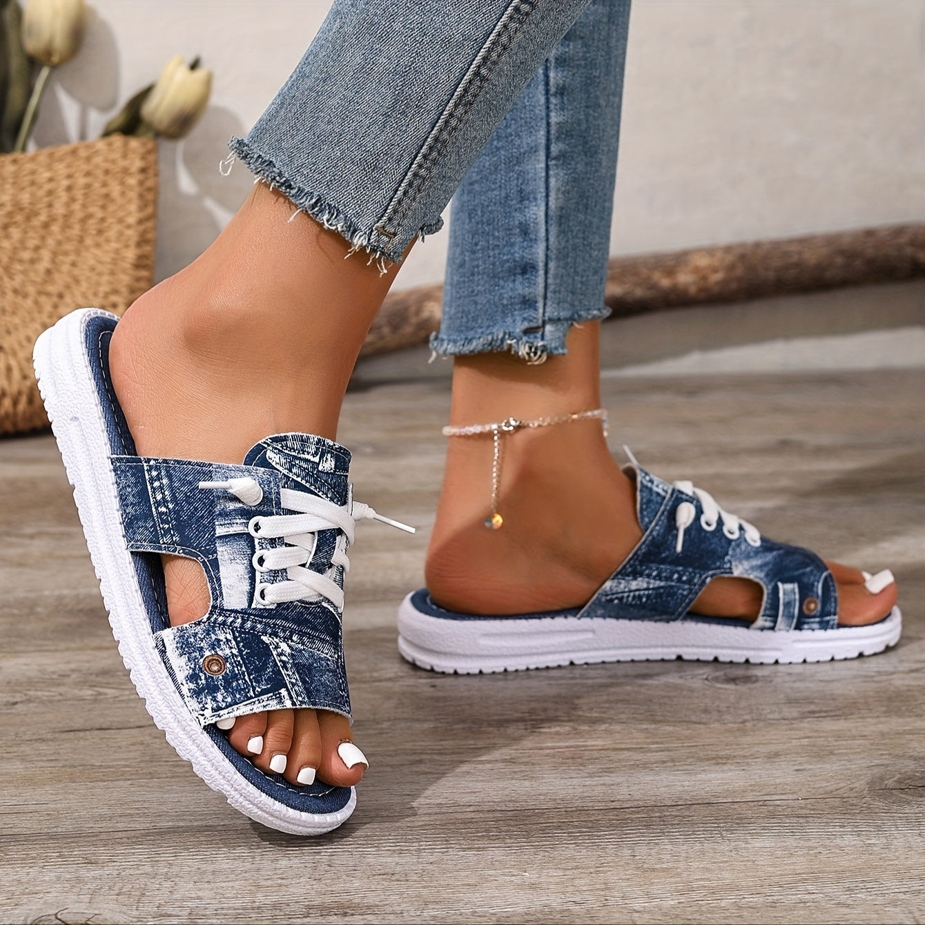 Damen Mules mit Flachsohle, casual & elegant mit bequemer Sohle