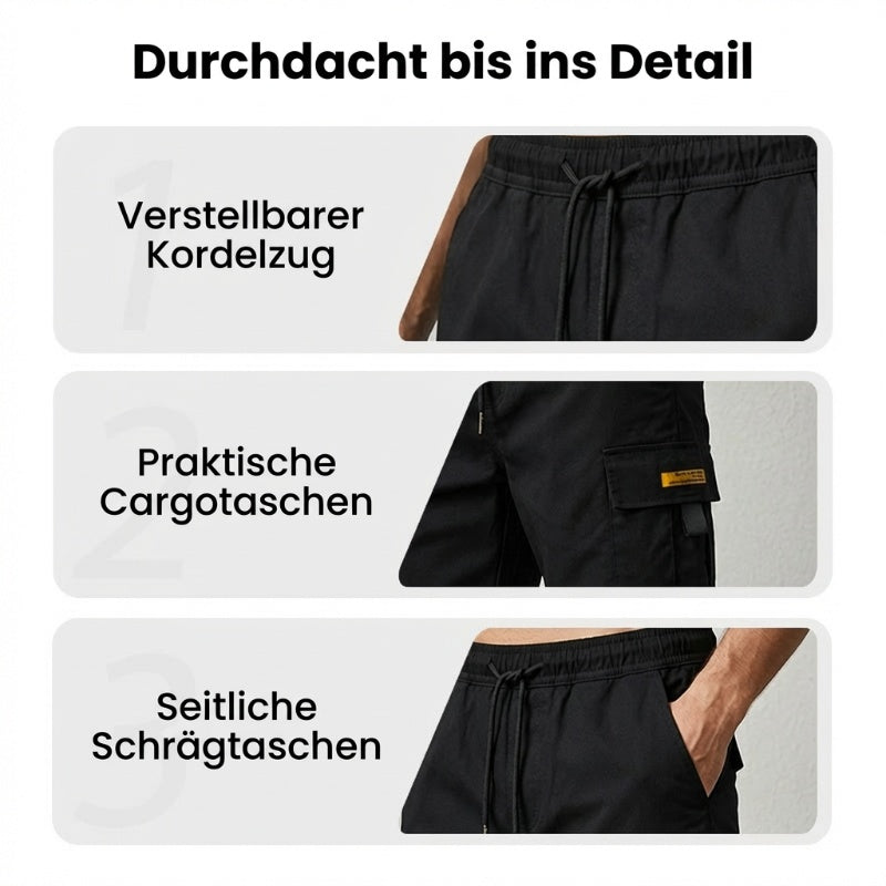Herren Cargo-Shorts mit Kordelzug – Praktische Multifunktionstaschen & Lockere Passform