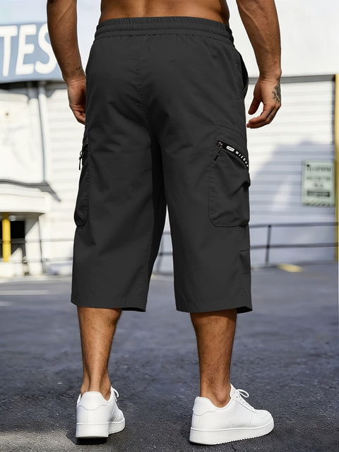 Herren Sommer Freizeitshorts - 7/8 Hosen mit Cargo-Taschen & Reißverschluss