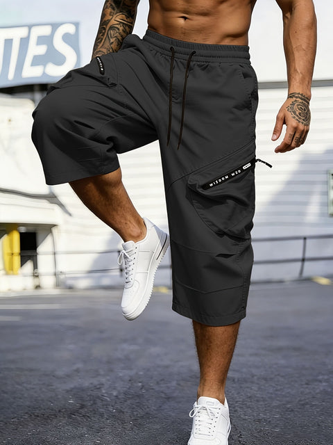 Herren Sommer Freizeitshorts - 7/8 Hosen mit Cargo-Taschen & Reißverschluss